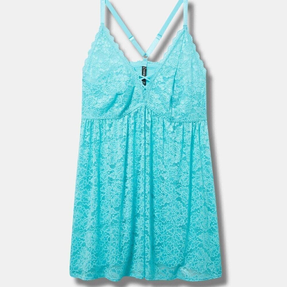 Torrid - Simply Lace Xo Front Babydoll in Blue Radiance - Picture 12 of 12